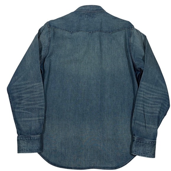 Ralph Lauren Double RRL Denim Shirt Mens XL Slim Fit Western Pearl Snap Cowboy - Picture 2 of 14